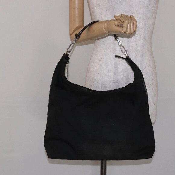 GUCCI Shoulder Bag Nylon Black Silver 001 1955 Auth - Picture 1 of 16